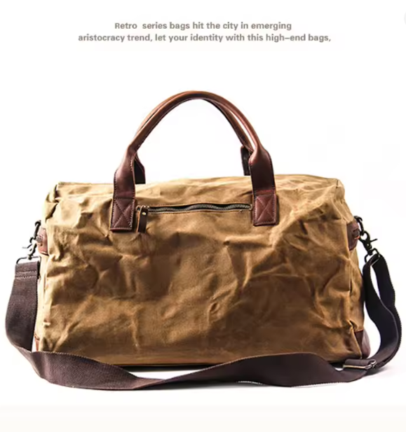 Vintage Canvas & Leather Duffel Bag - Image 7