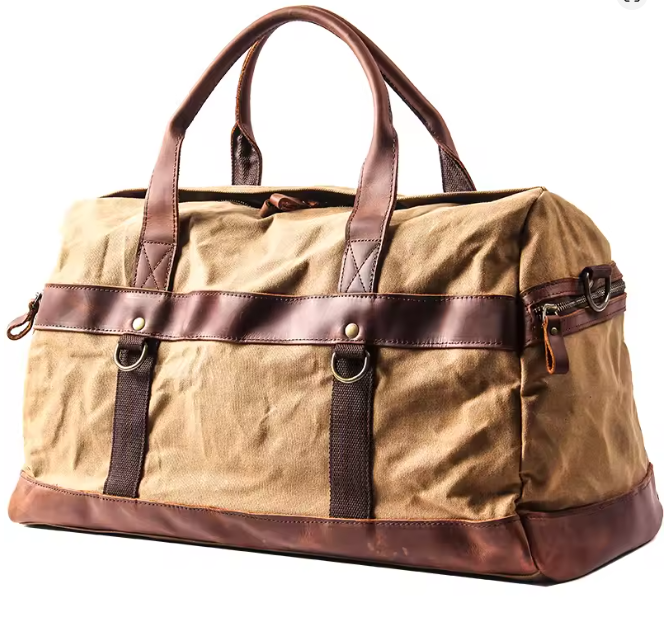 Vintage Canvas & Leather Duffel Bag