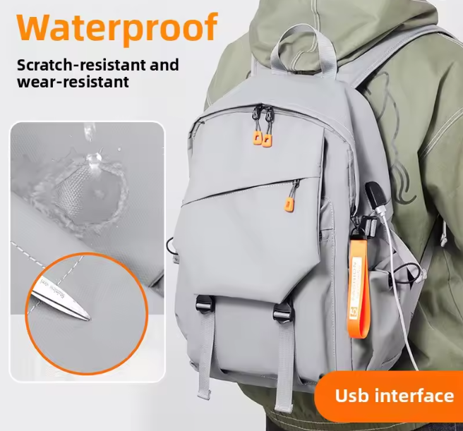 Modern Gray Backpack with Bold Accents - Image 5