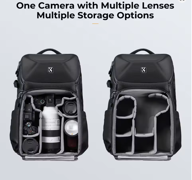 Premium Black Camera Backpack with Customizable Storage - Image 2